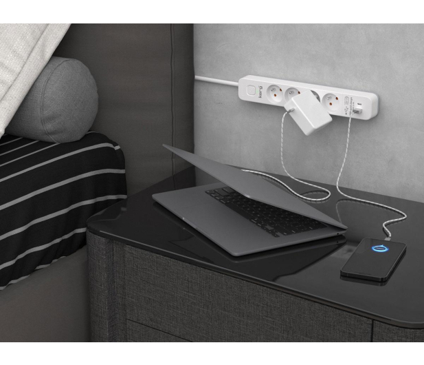 KERG listwa zasilająca z wyłącznikiem 4 gniazda 3USB biało szary 16A 1,5m - 1317931 - zdjęcie 5